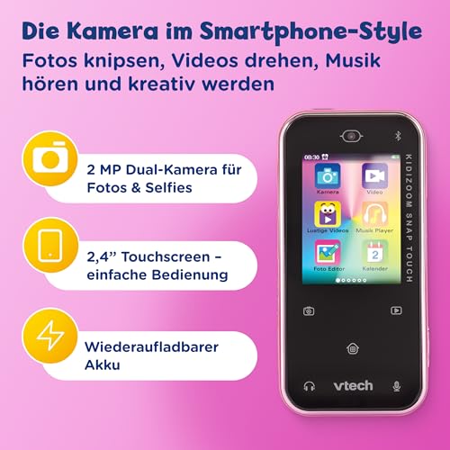 VTech KidiZoom Snap Touch Kinderkamera in Pink mit Touchscreen