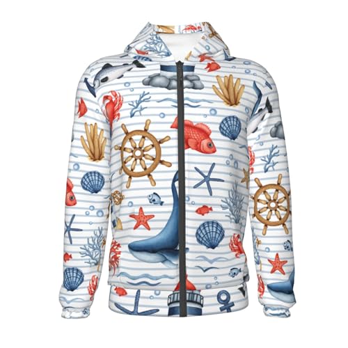 Watercolor Nautical Kid Hoodies Boys Zip Up Sweatshirts Girls Pullover with Pocket2