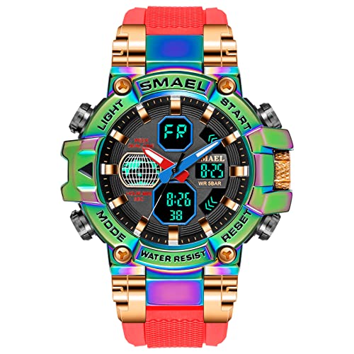 Montre étanche SMAEL 8027 rouge en alliage pour éviter les chocs