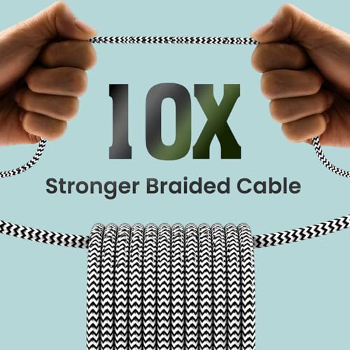 Image of 2.8A Type C Fast Charging Cable | Nylon Braided USB to USB C Charger Cord with Data Sync | Compatible with Samsung, Xiaomi, Realme, Oppo, Vivo & Type C Devices - 3 year Warranty (1M, Black)