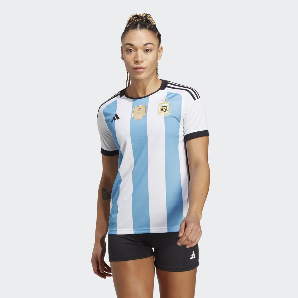 adidas Camiseta de fútbol Argentina 2022 para mujer ganadoras de 3 estrellas
