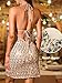 ShawGobow Sequin Mini Dress,Halter Backless Sexy Dresses for Women,Sparkly Outfits Cocktail Birthday Party Nye Champagne Medium
