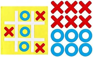 Classic Felt Tac Toe Board Game - 10 Pieces Strategic Thinking Coach for Kids and Adults, Compact Travel Size for Camping, Road Trips, Parties