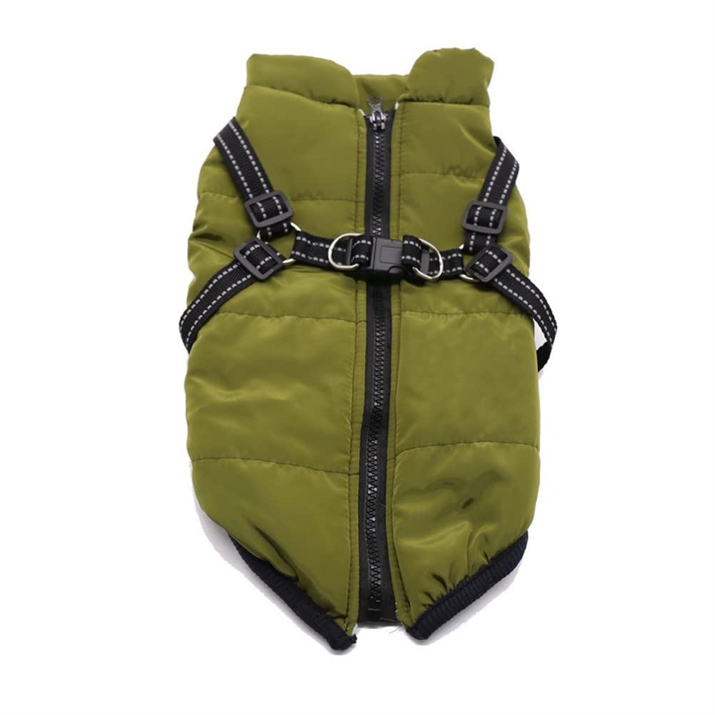 Veste d'hiver en coton pour chien et chat vert M - Gilet zippé lavable