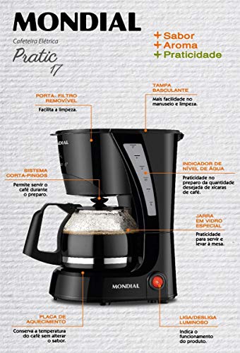 Cafeteira Elétrica Mondial, Pratic 17, 110V, Preto, 600W - NC-25