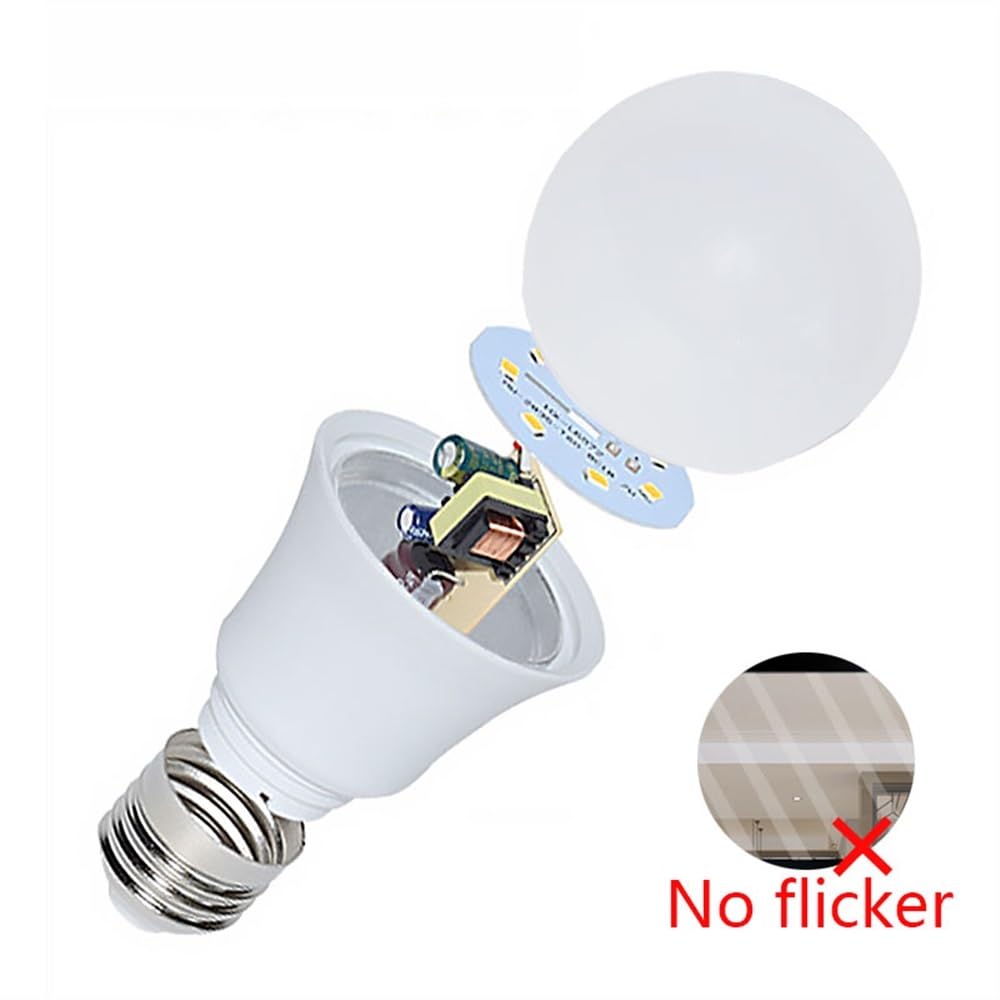 Ampoules LED pour la Maison (Lot de 6) E27 AC 220V SMD2835 3W 6W 9W 12W 15W 18W 20W, Ampoules LED à économie d'énergie, Blanc Chaud/Froid, pour éclairage extérieur et Domestique.