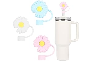 3PCS 10mm Silicone Straw Cover Cute Daisy Straw Toppers for Stanley Cups