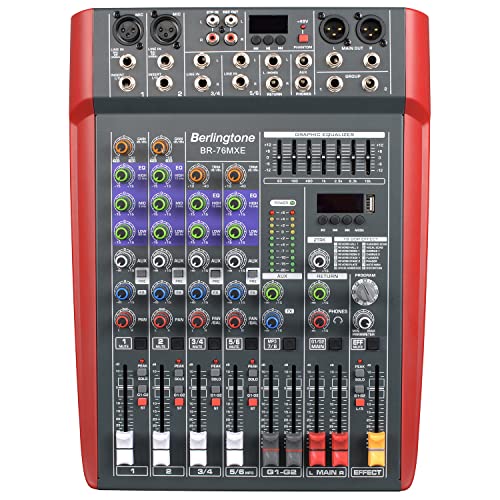 Berlingtone, Professional 6 - Channel Bluetooth Studio Audio Mixer - DJ Sound Controller, USB Drive,...