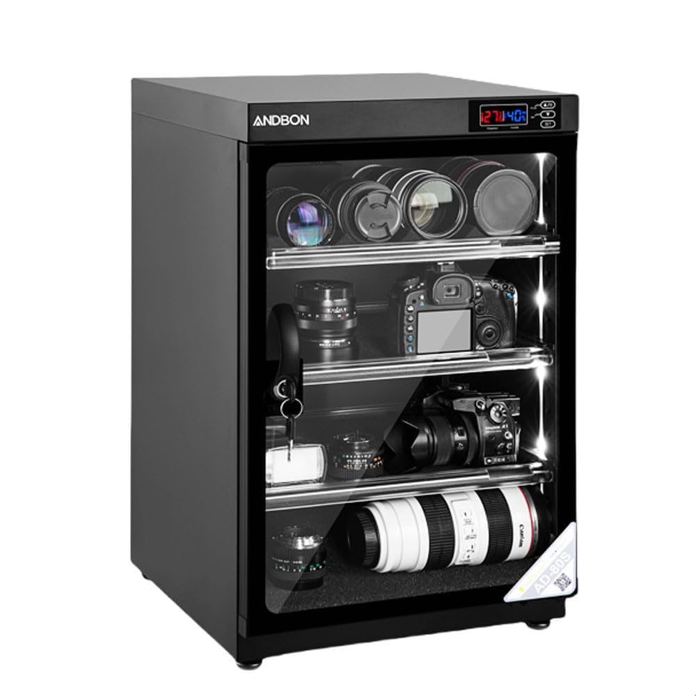 Armario seco electrónico para cámaras y lentes, deshumidificador digital con pantalla LED, almacenamiento seguro ultra silencioso para joyas, sellos y té