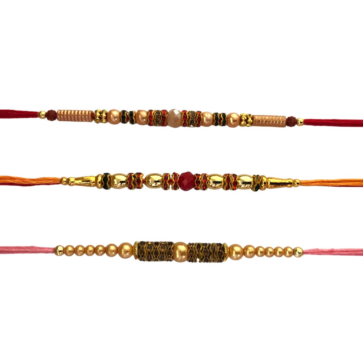 Set of 3 Rakhi for Brother Bhaiya Bhabhi Gift Rakhi for Family Raksha Bandhan Festival Rakhi for Bhaiya and Bhabhi Indian Designer Latest Rakhi for bhai Thread Bracelets