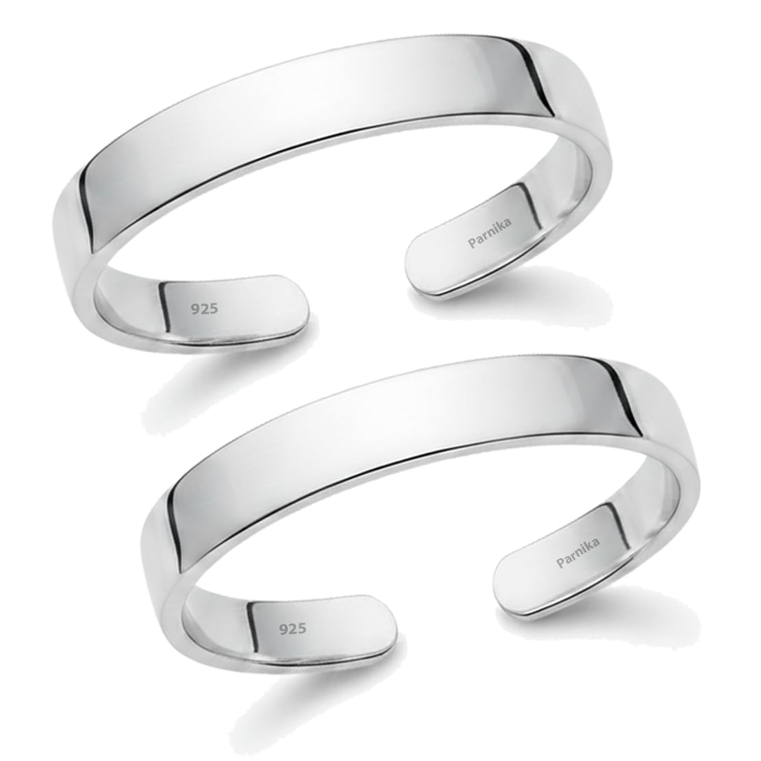 MJ 925 Plain Simple Comfortable Silver Toe Rings in Pure 92.5 Sterling Silver for Women (Leg Thumb Ring)