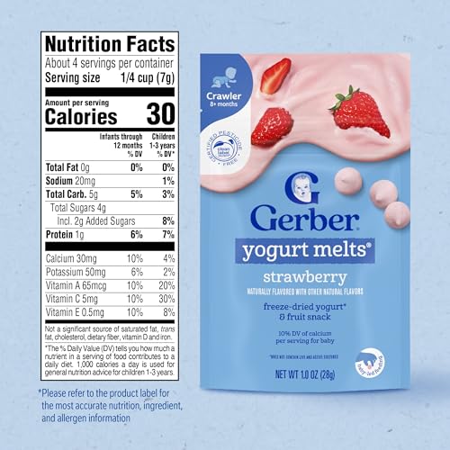 gerber stage 3 baby food snacks strawberry yogurt melts freeze dried yogurt and fruit snacks for babies baby led feeding 7-pack