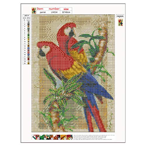 5D Round Diamond Painting Kits Full Drill Clearance Diy Diamond Art Parrot Rhinestone Embroidery Cross Stitch Kits Supply Arts Craft Canvas Wall Decor Stickers For Adults Home Decor 12X16 Inches #TOP1