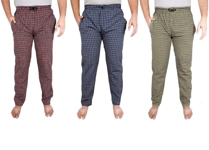 Men's Cotton Lower Pajama=Casual P 3-Red Yellow Blue (XL, Multicolour1)-picture-52