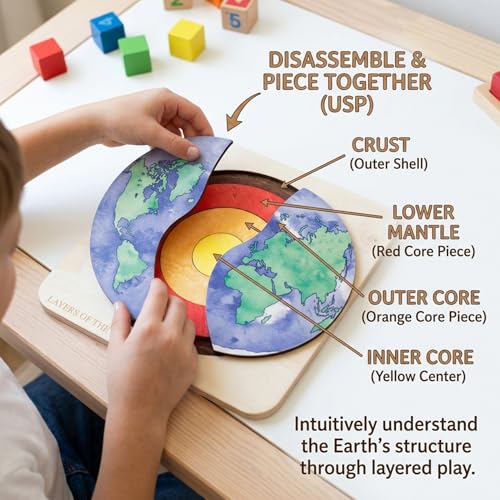 Rompecabezas del globo terráqueo de madera: modelo didáctico interactivo premium 4