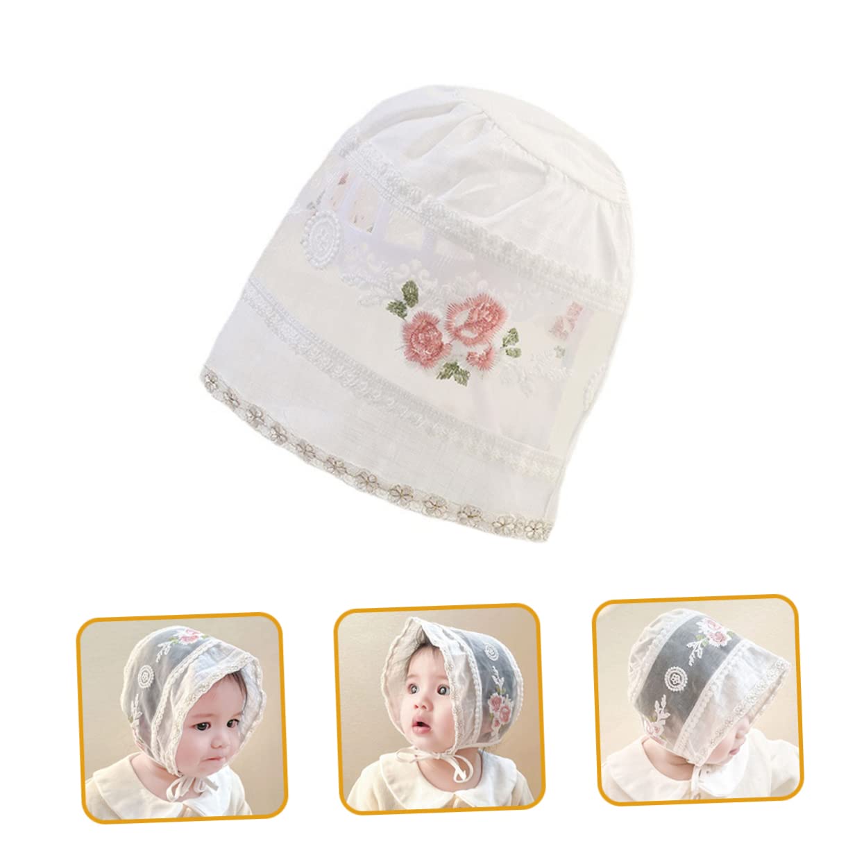 5 Stück mädchen hüte Neugeborenenmütze Sommermützen für Babys Hut Strandhut für -Mädchen-Hut Kleinkinder Sonnenhut Babymütze Baumwolle Weiß