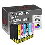  6X Cartucho de Tinta Compatible T0791/2/3/4/5/6 para Epson Stylus 17ml Color T24 Felixmania®