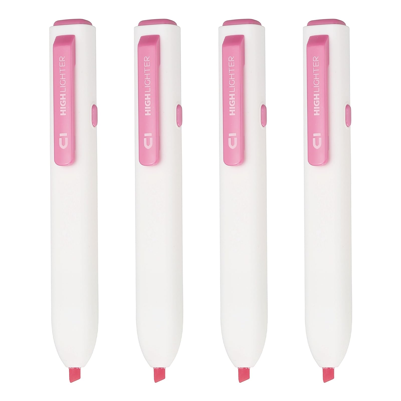 PATIKIL Fluorescent Pink Highlighter, 4 Pcs Retractable Highlighters Click High Lighters No Bleeds Chisel Tip Colored Markers for Note Taking Underline Drawing (AHMF0601C1)