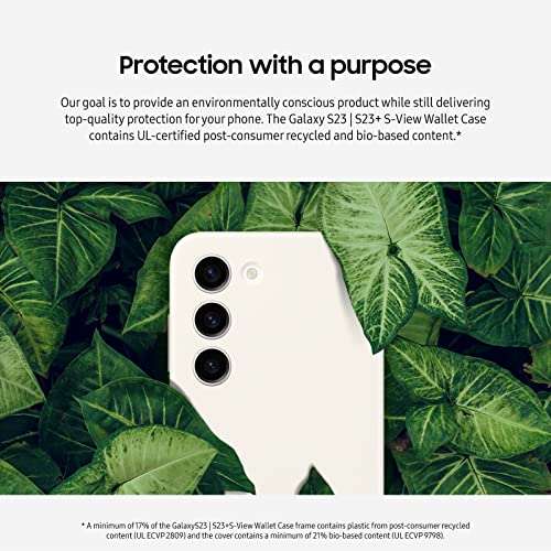 SAMSUNG Capa carteira para celular Galaxy S23 S-View, capa protetora com compartimento para cartão,