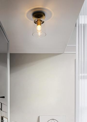 Miniatura 4 de Pathson Lámpara de techo industrial con pantalla de cristal, 1 lámpara colgante empotrada para pasillo, loft de cocina, bar cerca del techo