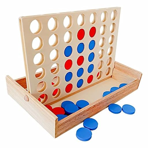 APOMOONS Connecta 4 juego de madera, Clásico juego Conecta 4 de estrategia para niños adultos, Ponga 4 fichas del mismo color en una fila, Juegos de viaje Juegos de mesa familiares Juguetes de regalo | Ya disponible en tu tienda friki favorita! En mundofriki.es!