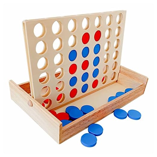 APOMOONS Connecta 4 Juego de Madera, Clásico Juego Conecta 4 de Estrategia para niños Adultos, Ponga 4 fichas del Mismo Color en una Fila, Juegos de Viaje Juegos de Mesa Familiares Juguetes de Regalo