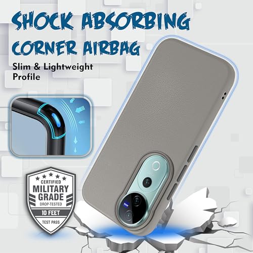 Image of V-TAN Leather Textured | TPU Back Cover Case Compatible with Vivo V40 Pro 5G (Gray)