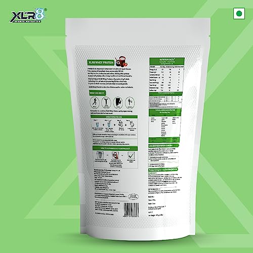 Image of XLR8 Whey Protein Powder with 24 g Protein Content & 5.4 g BCAA (907 g (Pack of 1), Strawberry Lassi)