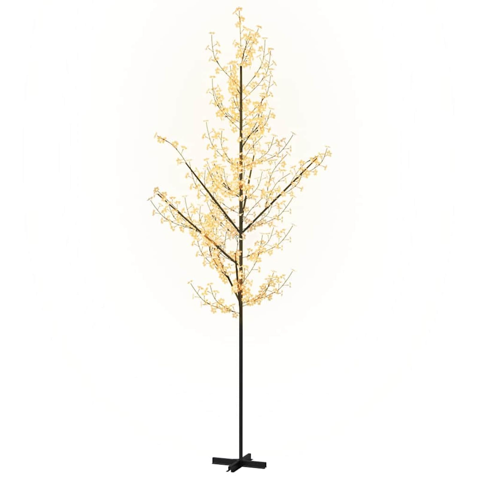 Árbol LED Flor de Cerezo Blanco cálido 672 Luces 400 cm con Base de Acero para Exteriores e Interiores