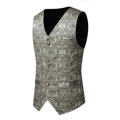 Formal Men Vest Jacquard Paisley Vest Vintage Waistcoat for Suit