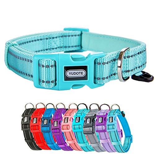 YUDOTE Collare per cani Piccolo e resistente tessuto in nylon riflettente con fodera imbottita in neoprene morbido e confortevole per cani di piccola taglia Uso quotidiano,Verde Menta