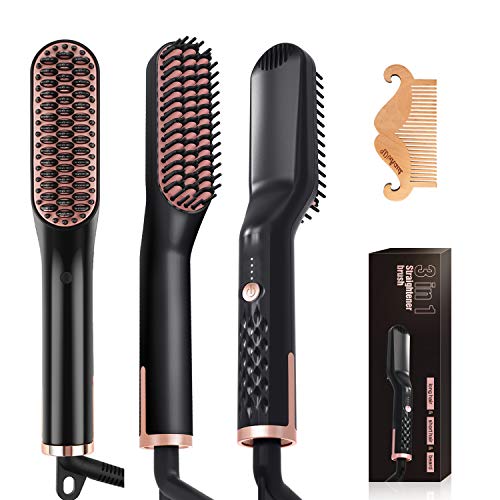 Wirhaut Beard Hair Straightening Brush for Men and Women - Anti-Scald Electric Ionic