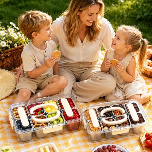 SIUNY Snackle Box Container, Stainless Steel Snack Tray with 8 Compartments by SIUNY - Used condition - Image 7