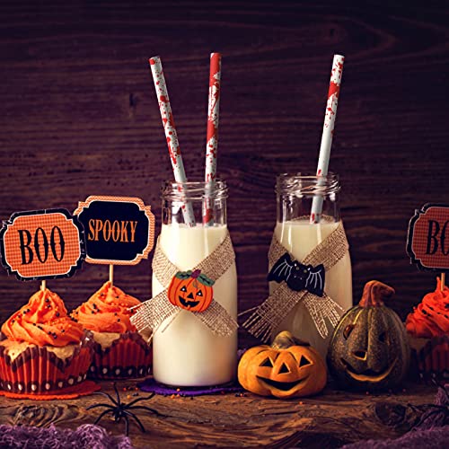 Pitillos de papel para Halloween 200 piezas rojo y blanco miniatura 5