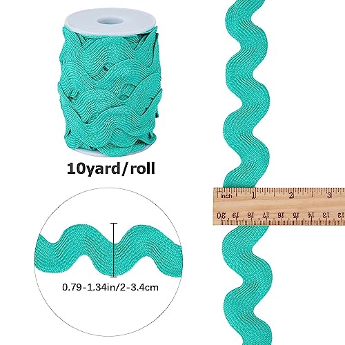 GORGECRAFT 20mm RIC Rac Ribbon 10 Yards Lake Blue Wave Sewing Bending Fringe Trim Woven Braided Fabric Lace for DIY Clothes Dress Embellishment Crafts Flowers Gift Wrapping Wedding Party Decoration - Image 2