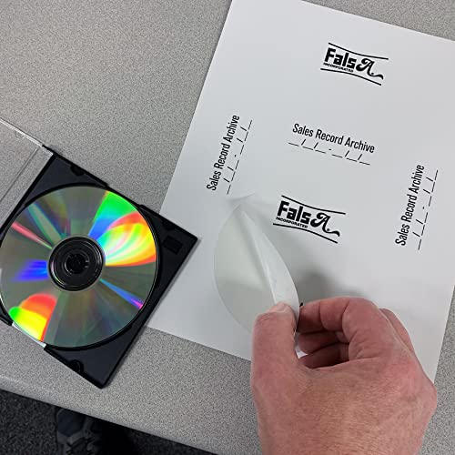 Image of CD /DVD Label Full Face | Qty 2000 Disc, 2000 Spine | 1000 Sheets Total | Permanent White Matte | Inkjet & Laser Compatible | Neato Small Center Style | Spine & Case Labels | Blank Label