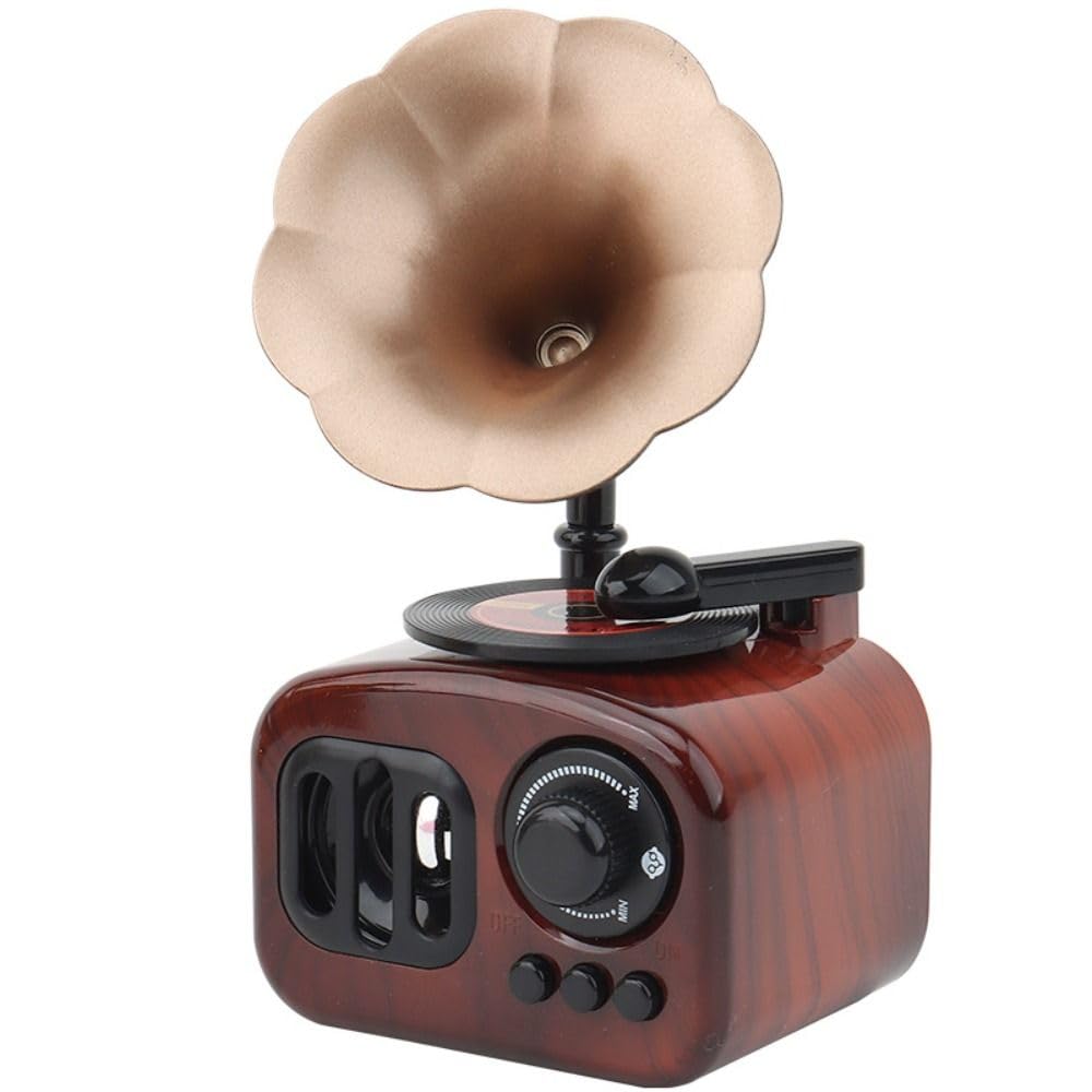 Leadigol Retro Gramophone Music Box Rrnament, 17x9.5x9cm Vintage Plastic Small Phonograph Shape Music Box Figurines, Home Desktop Decoration