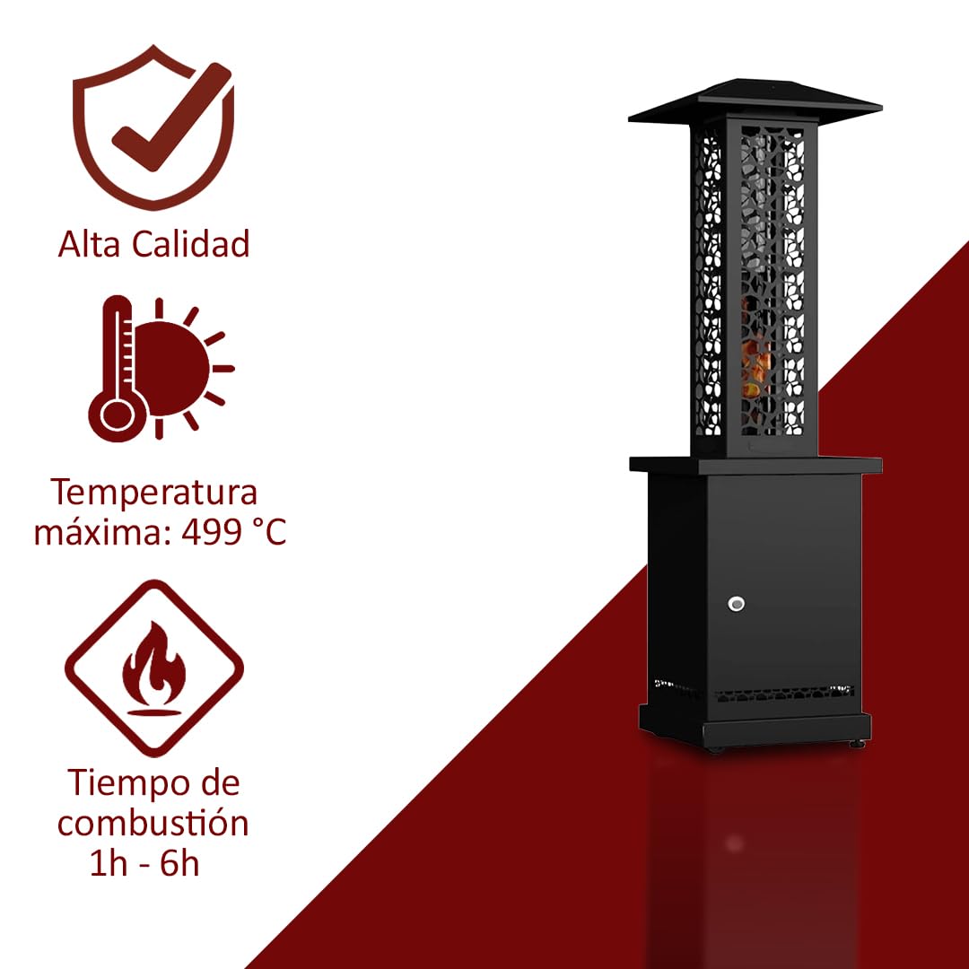 Estufa Exterior de Pellet, Calentador de jardín, 12,2kW, Acero inoxidable