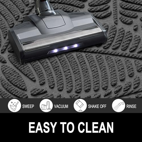 Colorxy Waterproof Doormat, Sturdy Natural Rubber Front Indoor Mat, Non Slip Low Profile Indoor Outdoor Door Mats, Stain and Fade Resistant Floor Mat, Easy Clean Patio Entry Mat, 30''x17'', Light Grey