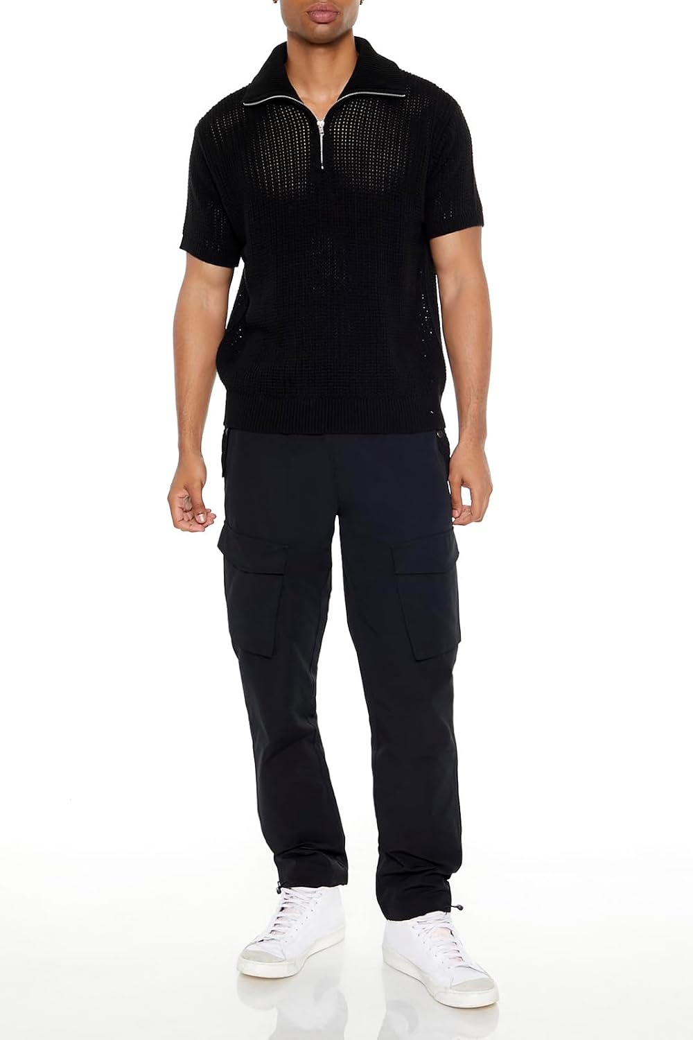 Forever 21 Men's Sweater-Knit Half-Zip Shirt
