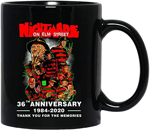 NA A Nightmare On ELM Street Robert EngLund Freddy Krueger 36th Anniversary Funny Gift Mug con asa, Taza de café Reutilizable de cerámica aislada, Taza de Viaje de café