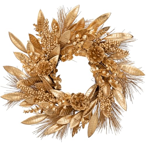 40CM Weihnachtskranz Goldener Künstlicher Türkranz mit...