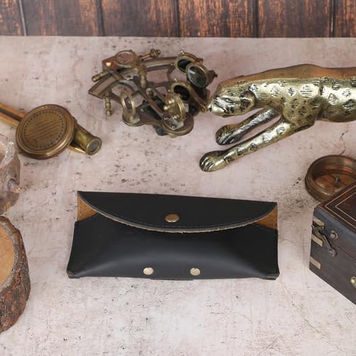 Image of Leather Eyeglass Case Genuine Leather Sunglasses Case Eyewear Pouch Glasses Sleeve Slim Unisex Eyeglass Holder