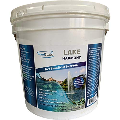 Lake Harmony Beneficial Bacteria – Water Soluble Packets for Ponds, Fountains & Waterfalls –Supports Water Clarity & Oxygen Levels – 10 lbs