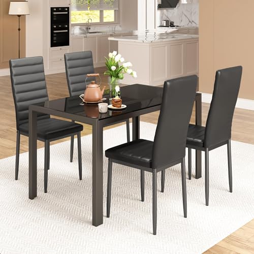 Bealife 5-Piece Tempered Glass Dining Set
