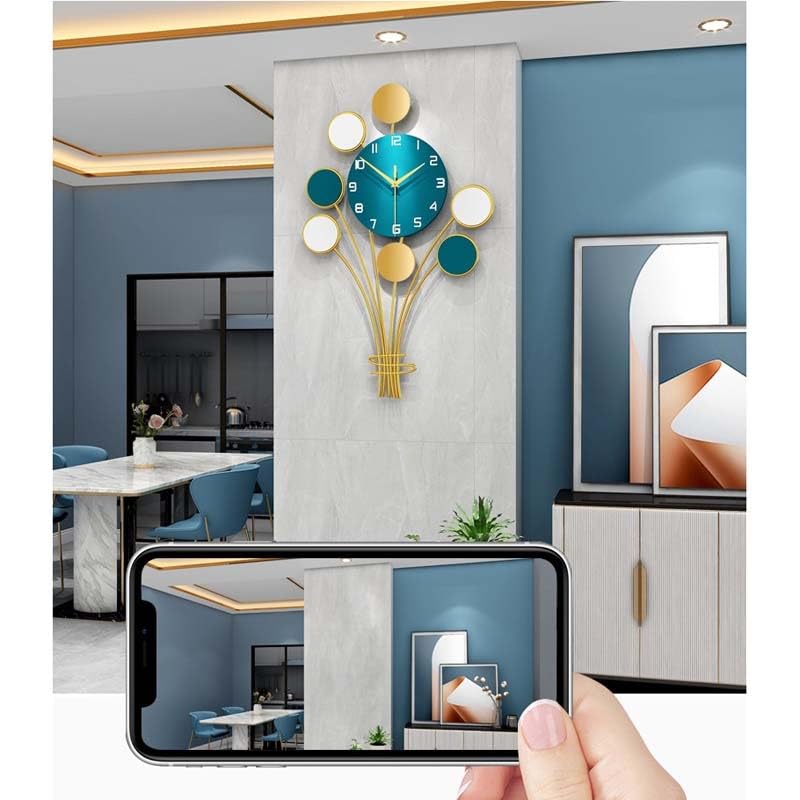Orologio da parete moderno e silenzioso, movimento al quarzo senza ticchettio, design elegante for soggiorno e ufficio, decorazione for la casa, oro e verde.(Small)
