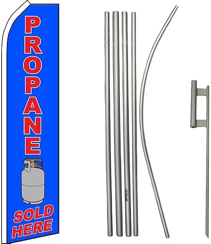 Premium Propane Sold HereRedSwooper Flag & 16ft Flagpole KitGround