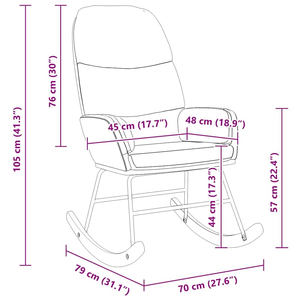 Schaukelstuhl Schwarz Samt - Moderner Relaxsessel mit Polsterung und Metallbeinen, Bequemer Schaukelsessel für Wohnzimmer, Schlafzimmer & Lese-Ecke, Belastbar bis 110kg