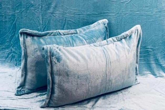 Image of Sands Premium Ultra Soft Woollen Pillow Cover Set of 2 for Winter with Zipper Closure, Cozy Pillow Case Perfect for Warmth, Flannel Warm Pillowcases, King size-18X28 Inches (Sky)