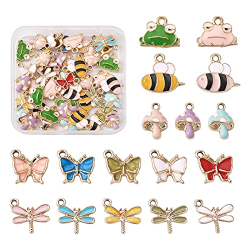 62pcs-Colorful-Enamel-Pendant-Charms-Alloy-Frog-Mushroom-HoneyBee-Dragonfly-Butterfly-Dangle-Charm-Loose-Spacer-Beads-for-DIY-Bracelet-Necklace-Jewelry-Crafts-Making-Hole-18-2mm